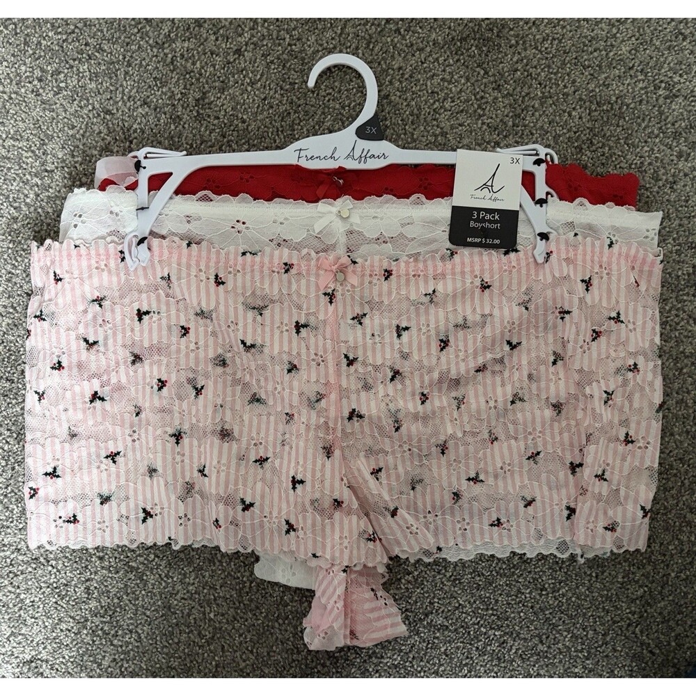 Women’s Plus French Affair Boyshorts Set of 3 NWT